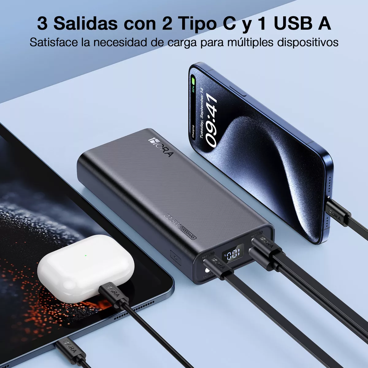 Batería Portátil 1 HORA 10000 mAh y 20000 mAh