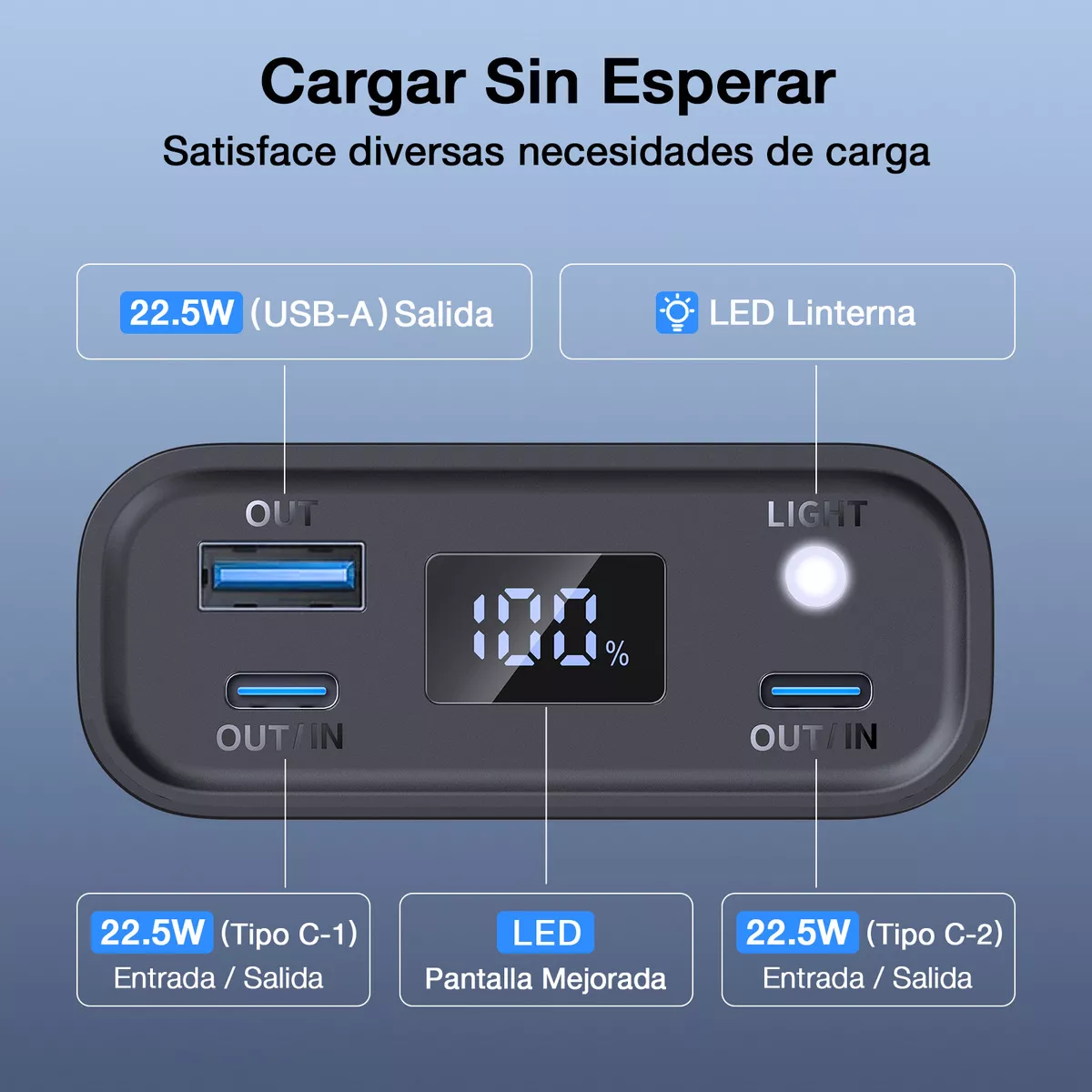 Batería Portátil 1 HORA 10000 mAh y 20000 mAh