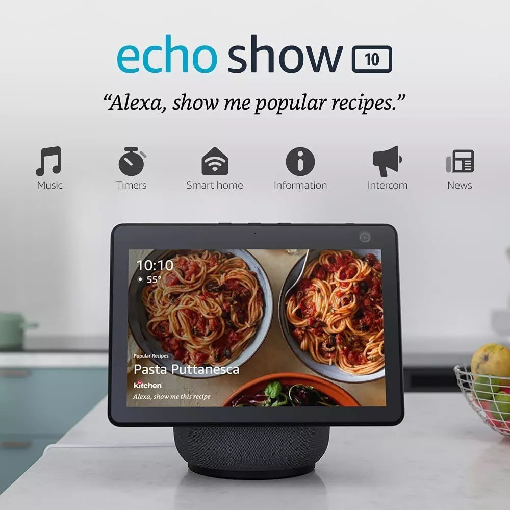 Amazon echo show 10 360º Echo Show 10 3rd Gen con asistente virtual Alexa, pantalla integrada de 10.1" 110/220V